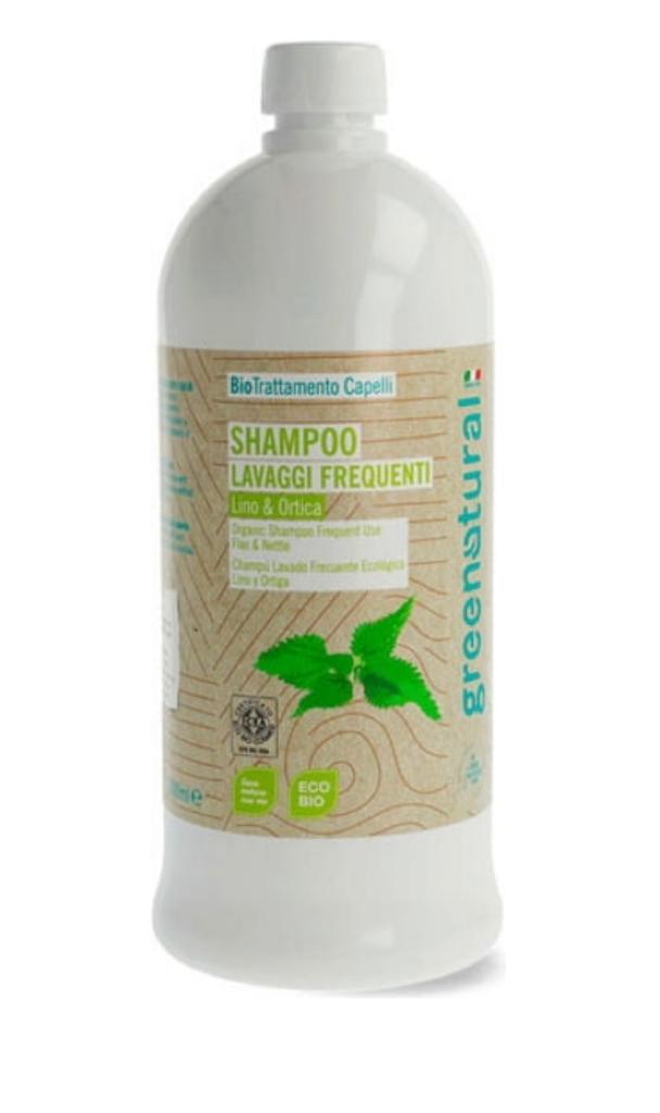 Green Natural Shampoo lavaggi frequenti Lino e Ortica - 1 Litro