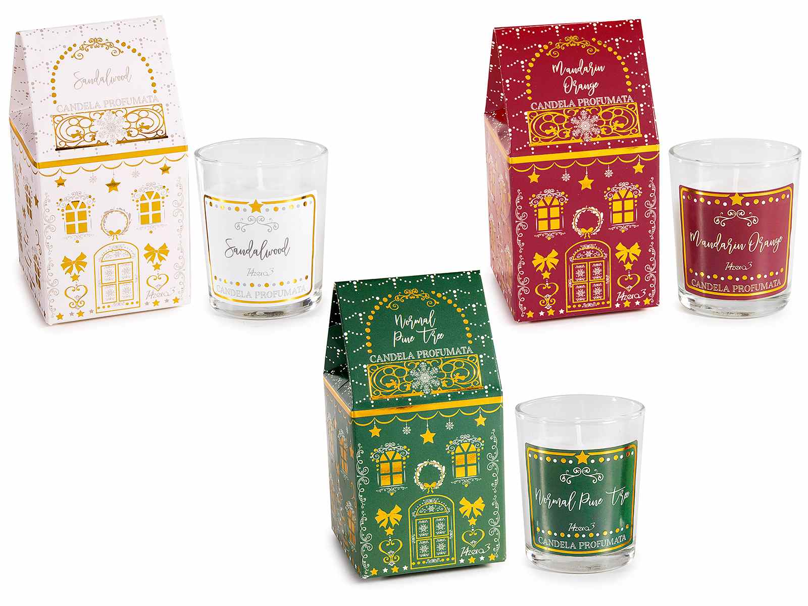 Candela di Soia Profumata in Bicchiere Natale - Sandalwood