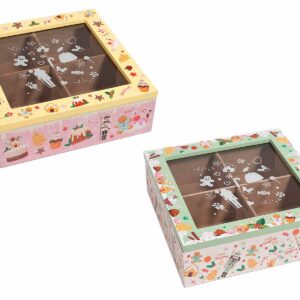 Scatola Porta Tè in Legno 4 Scomparti - Rosa