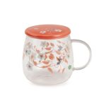 Neavita INFUSI DI PRIMAVERA - Tazza in Vetro con coperchio Rosa 450 ml