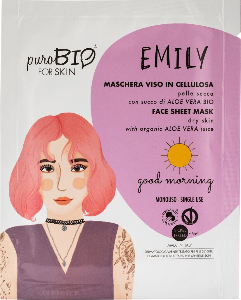 Purobio Maschera viso in tessuto EMILY pelle secca Good Morning