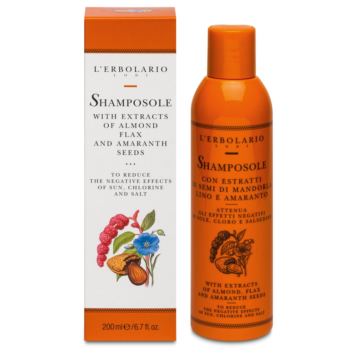 L'erbolario Shampoosole con Semi di Lino, Mandorla e Amaranto 200 ml