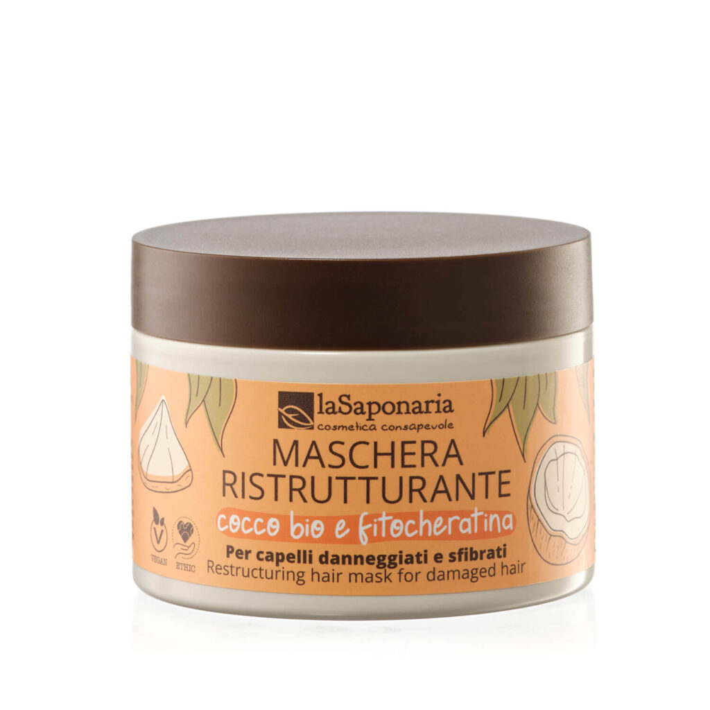 La Saponaria Maschera Capelli Ristrutturante - Cocco Bio e Fitocheratina 200 ml
