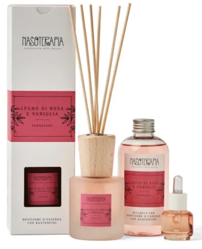 Nasoterapia Diffusore con bastoncini 100 ml LEGNO DI ROSA E VANIGLIA