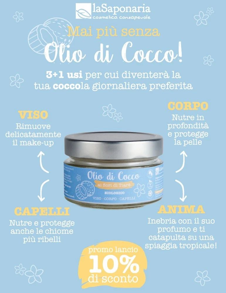 La Saponaria Olio di Cocco ai fiori di Tiarè Biologico 150ml